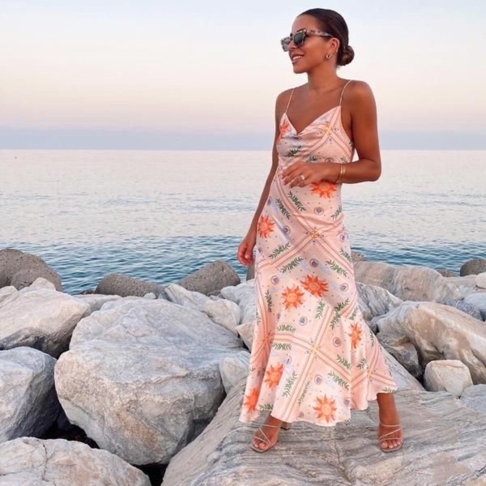 Never Fully Dressed Peach Sunshine Mya Dress Sz 6 summer floral flowers